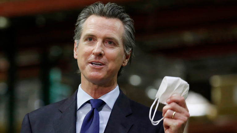 Gavin Newsom without a COVID mask.