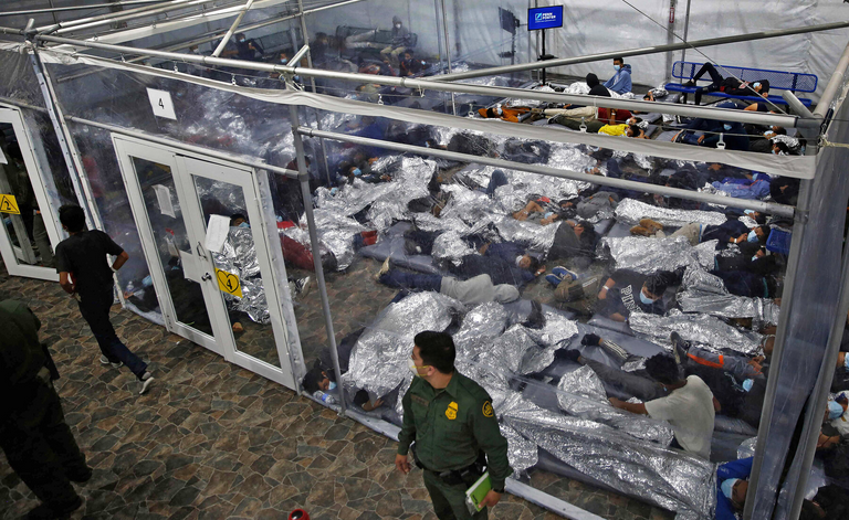 An overwhelmed migrant detention facility