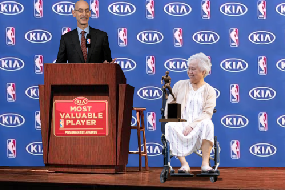 Adam Silver Awarding the NBA MVP trophy